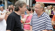 WDR 2 Moderator Matthias Bongard im Gespräch mit Komiker Bernd Stelter