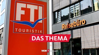 Schild vor der Unternehmenszentrale der FTI Touristik in München