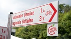 Rheinische Apfelroute: Hinweisschild für Fahrradfahrer