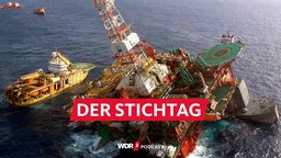 Die P-36 Petrobras-Ölplattform vor der Küste Brasiliens. Die größte Bohrinsel der Welt ist fünf Tage nach einem Explosionsunglück vollständig im Atlantik versunken.