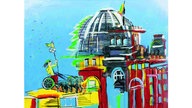 Das Werk "Reichstag" von Udo Lindenberg, Mischtechnik mit Acryl, gehört zu den Original-Malereien und Fotocollagen von Udo Lindenberg, die in einem Hamburger Auktionshaus unter den Hammer kommen.