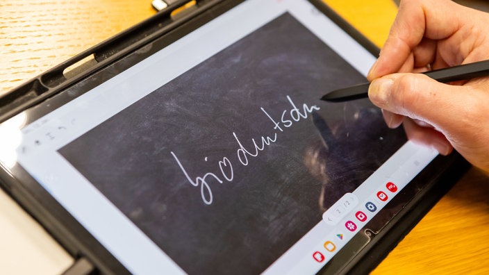 Das Unwort des Jahres 2025 "biodeutsch" steht auf einem Tablet