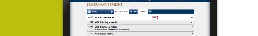 Programmplan WDR 3 - Screenshot