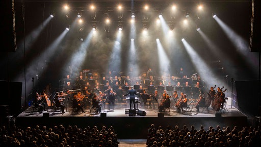 Live-Orchester gibt ein Konzert zur Filmmusik von Hans Zimmer und John Williams.