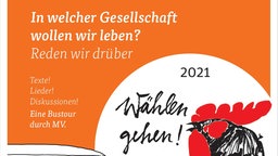 Ein Plakat für die Bustour durch MV: Wählen gehen!