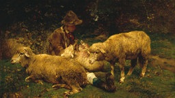 Schafe mit Hirt - Heinrich von Zügel (1882)