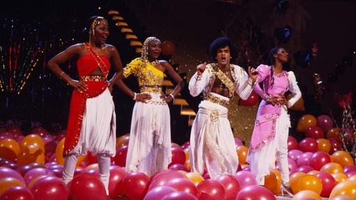 Die Disco-Formation Boney M. bei einem Auftritt im Jahr 1981