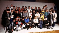 Die Mitglieder des Projektes "Band Aid" im November 1984