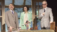 Rowan Atkinson, Louise Ford und Malcolm Sinclair in dem Stück: "Quartermaine's Terms"