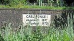 Schild des Fördergerüstes auf dem Gelände der einstigen Zeche Carl Funke.