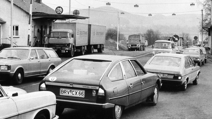 Stau am Grenzübergang Herleshausen am 28.12.1978