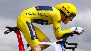 Geraint Thomas (Grossbritannien / Team Sky) im Gelben Trikot - Tour de France 2018 - 20. Etappe