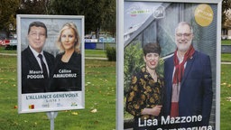 Wahlplakate zur Wahl in der Schweiz 2023.