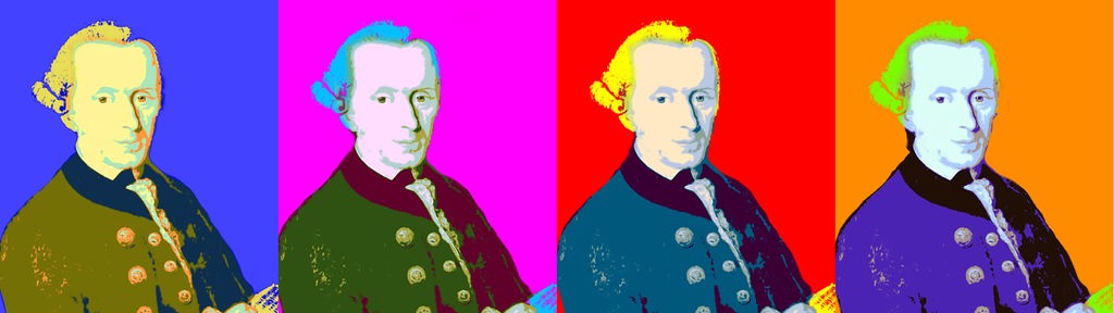 Zeichnungen mit dem Porträt von Immanuel Kant in bunten Farben im Stil von Andy Warhol