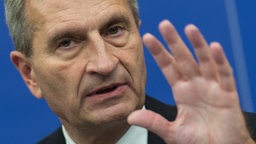 EU-Kommissar Günther Oettinger während einer Rede