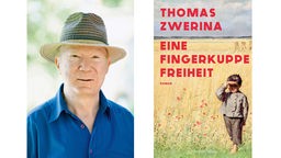 Portrait von Thomas Zwerina und Buchcover "Eine Fingerkuppe Freiheit"
