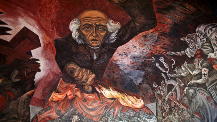 Der mexikanische Nationalheld Miguel Hidalgo auf einem Wandbild