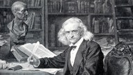 Theodor Mommsen am Schreibtisch sitzend, Gemälde von Ludwig Knaus