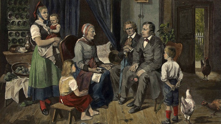 Jacob und Wilhelm Grimm bei Dorothea Viehmann