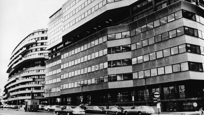 Watergate Affäre: das Watergate Gebäude (Hotel) in Washington, wo Mitarbeiter von Nixons Wahlkommitee im Büro der Demokratischen Partei Abhörgeräte zu installieren, Aufnahme von 1972.