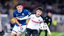 Stefano Russo von Arminia Bielefeld im Zweikampf mit Tom Baack vom SC Verl