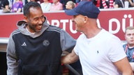 Daniel Thioune (l., Trainer Fortuna Düsseldorf) und Gerhard Struber (r., Trainer Köln)