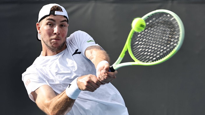 Der Warsteiner Tennis-Profi Jan-Lennard Struff bei den Australian Open 2025.