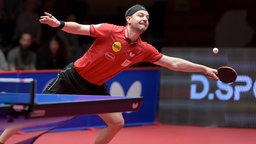 Timo Boll von Borussia Düsseldorf im Bundesliga-Spiel gegen TTC Zugbrücke Grenzau.