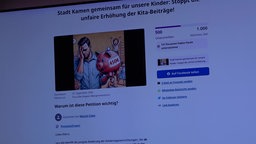 Foto der Online-Petition gegen die Erhöhung der Kita-Beiträge