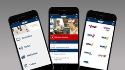 Montage der neuen WDR App in 3 Smartphones