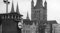 Hochwasser des Rheins in Köln am Pegel, 1965